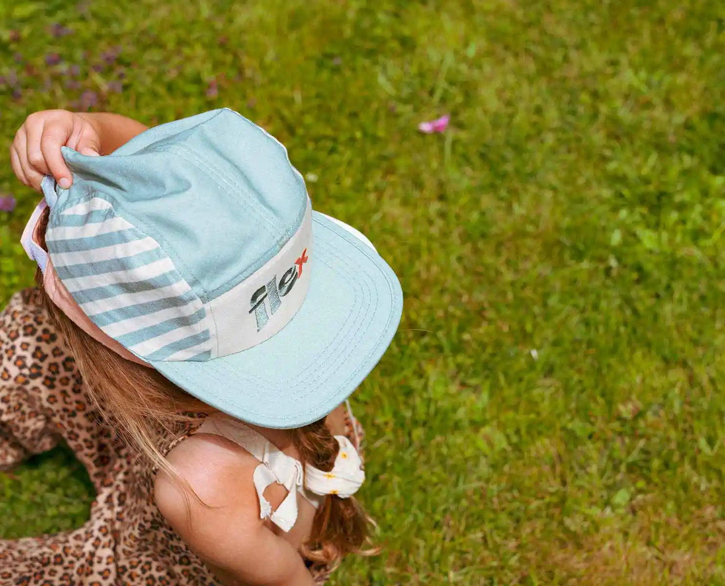 casquette anti-uv enfant bébé casquette rayée sauge