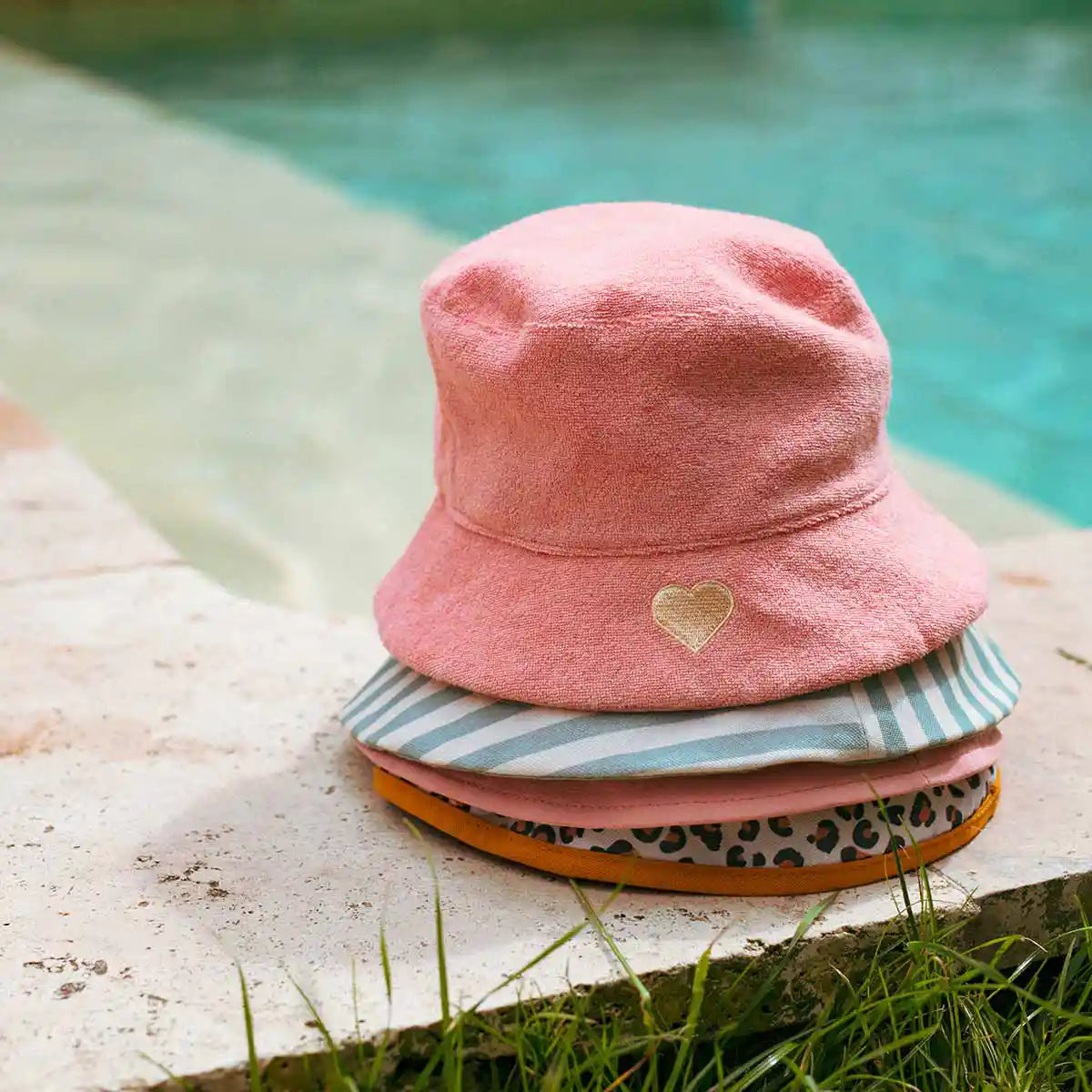 bob anti-uv enfant bébé bob réversible rose