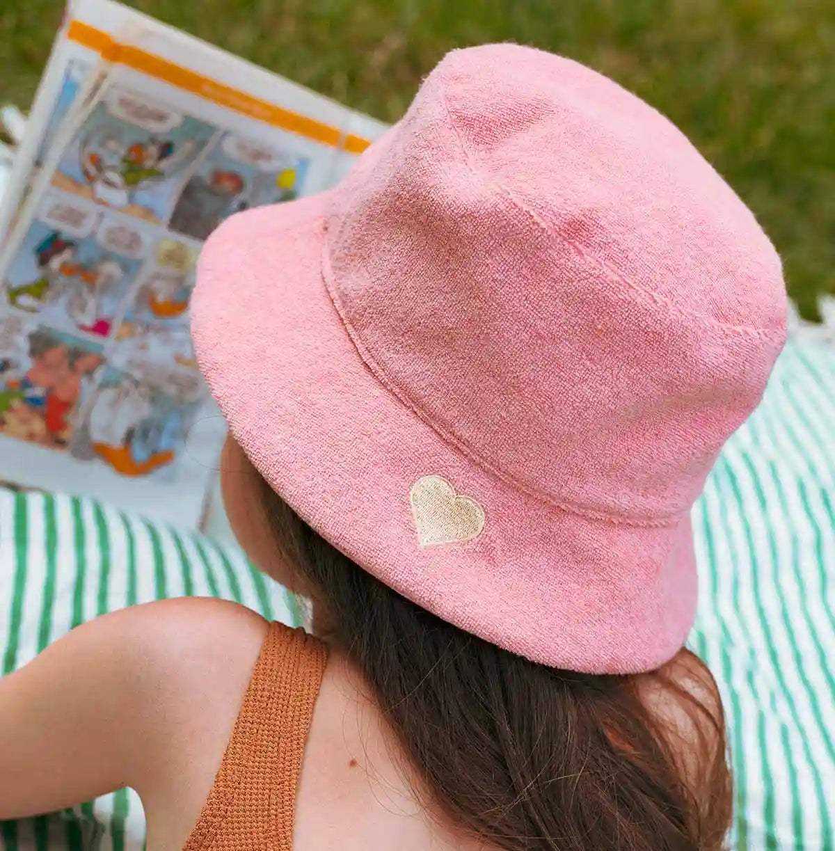 bob anti-uv enfant bébé bob réversible rose