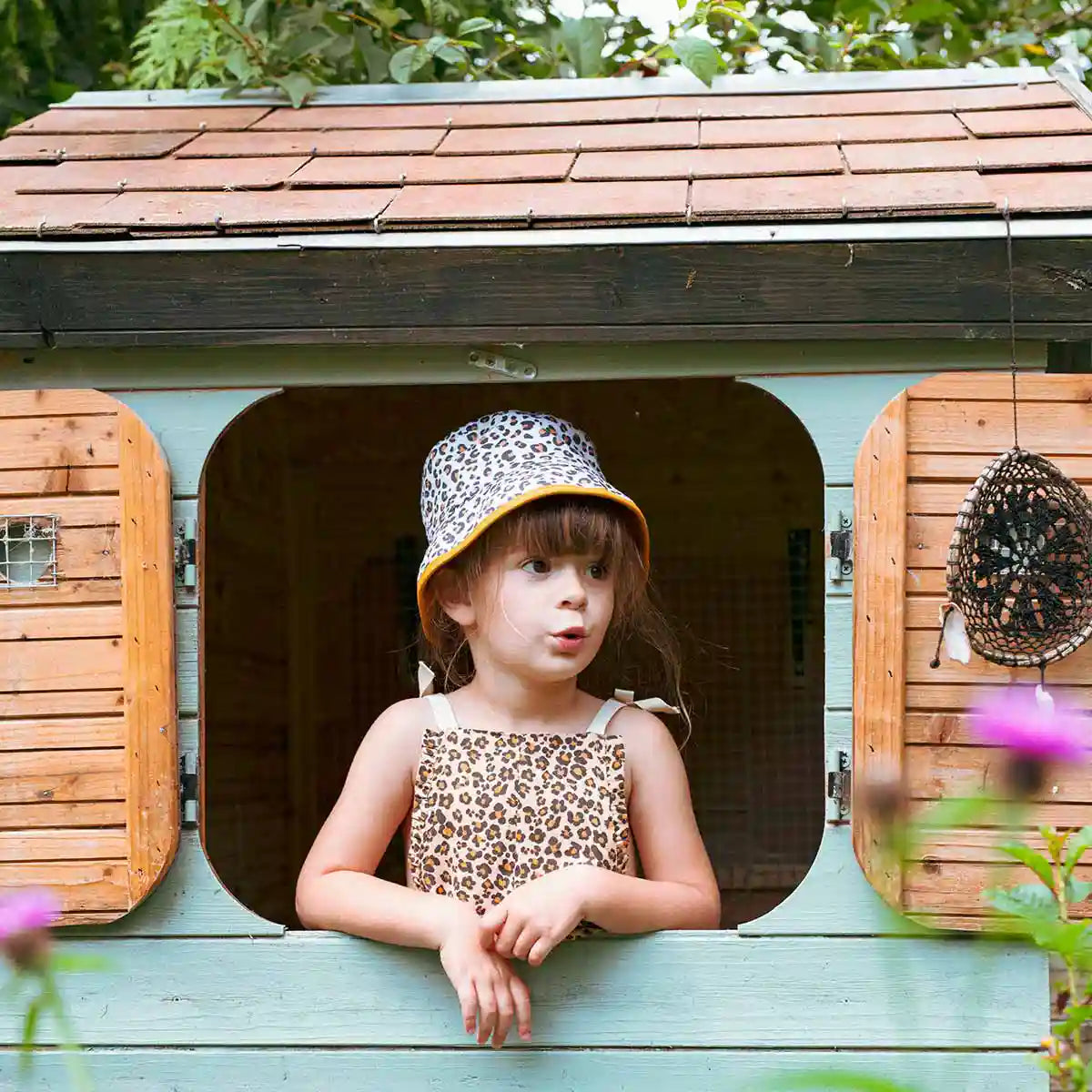 bob anti-uv enfant bébé bob réversible leopard