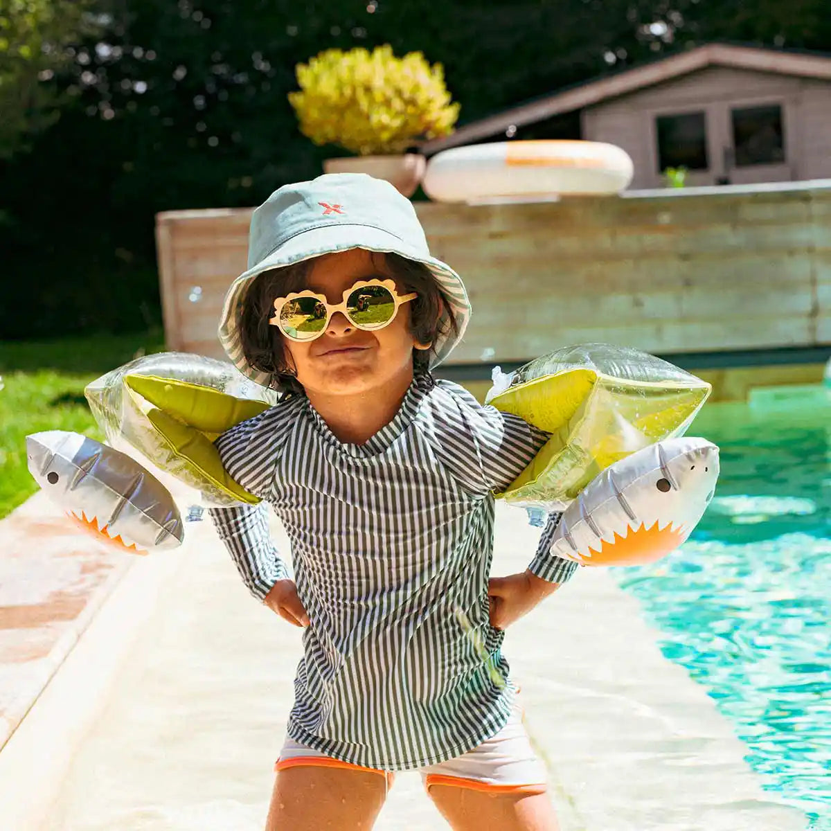 bob anti-uv enfant bébé bob réversible sauge