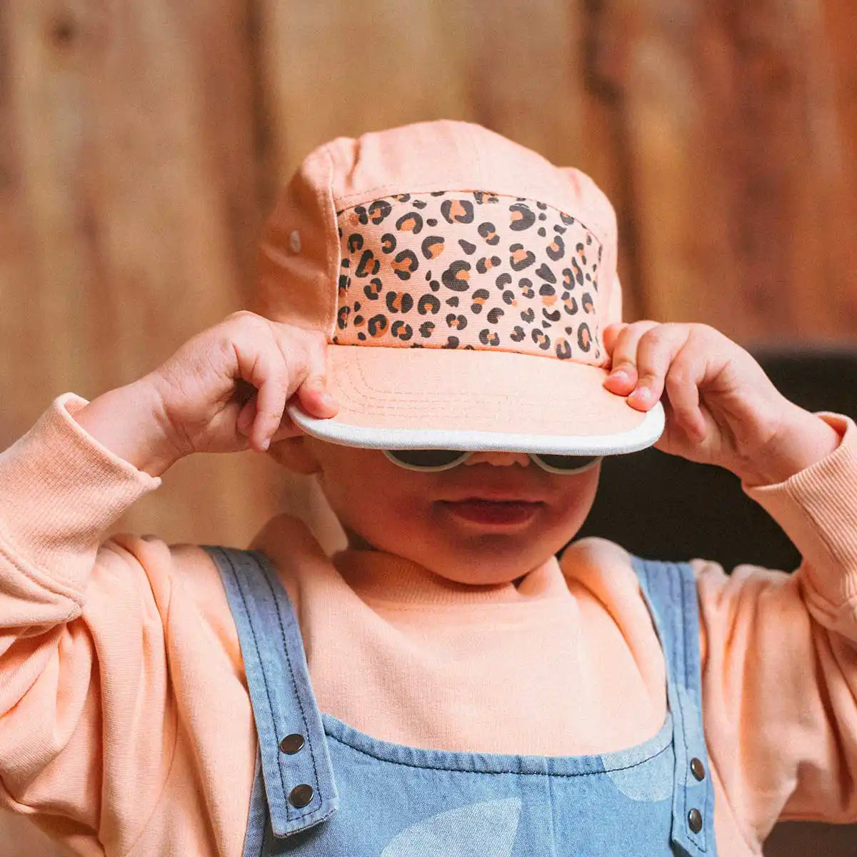 casquette anti-uv enfant bébé casquette léopard abricot
