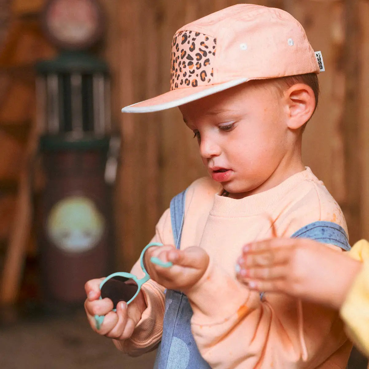 casquette anti-uv enfant bébé casquette léopard abricot