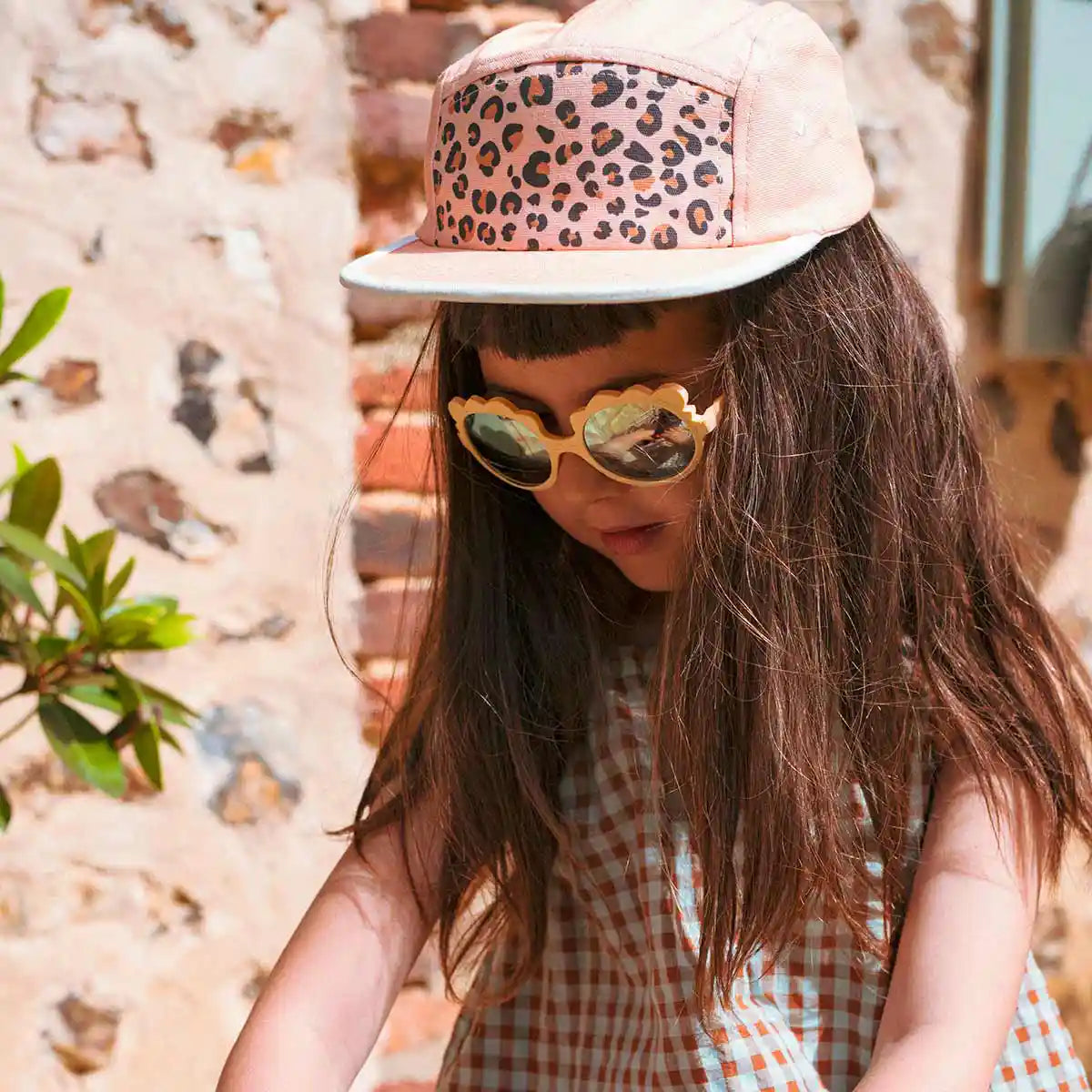 casquette anti-uv enfant bébé casquette léopard abricot