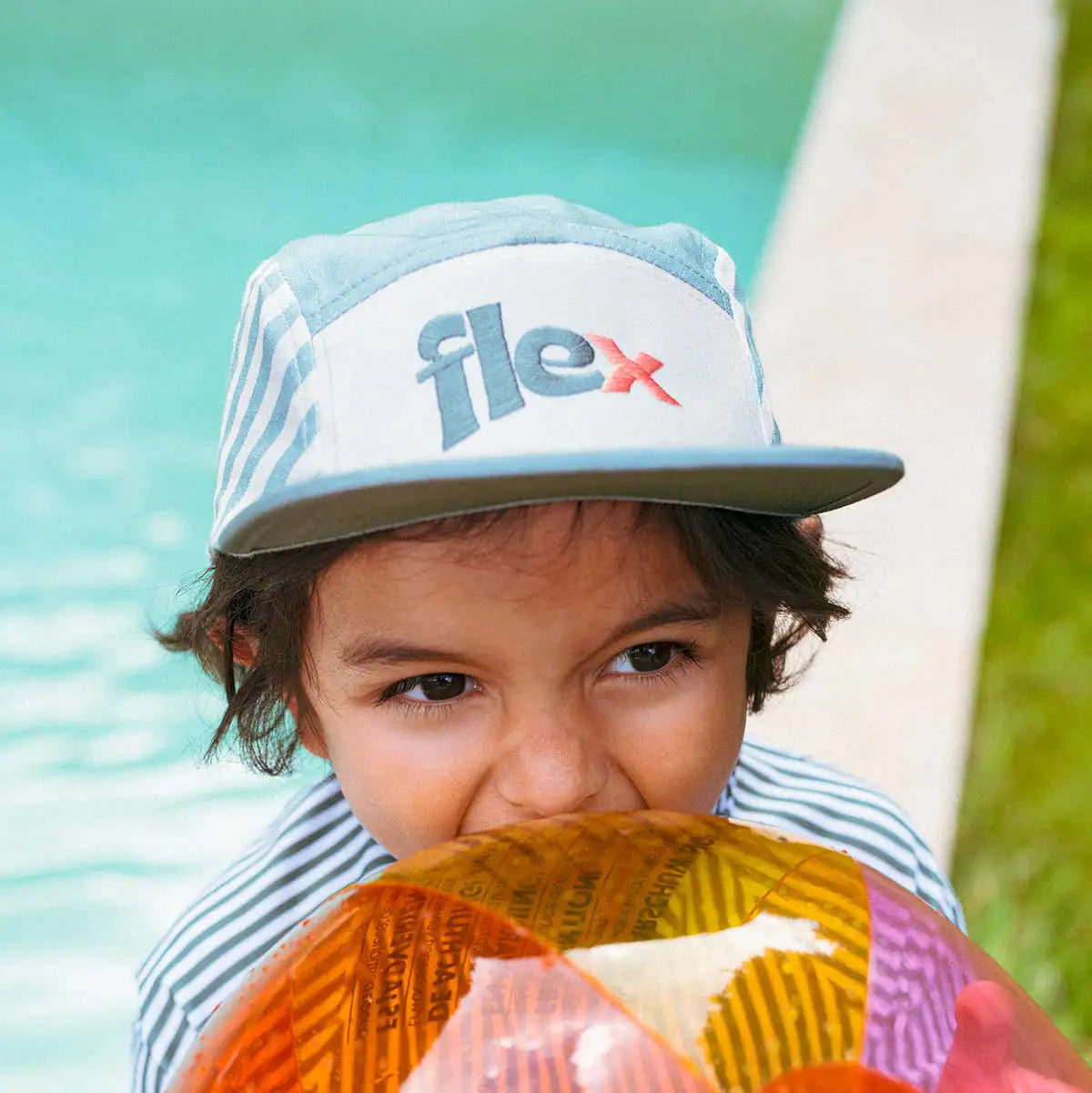 casquette anti-uv enfant bébé casquette rayée sauge