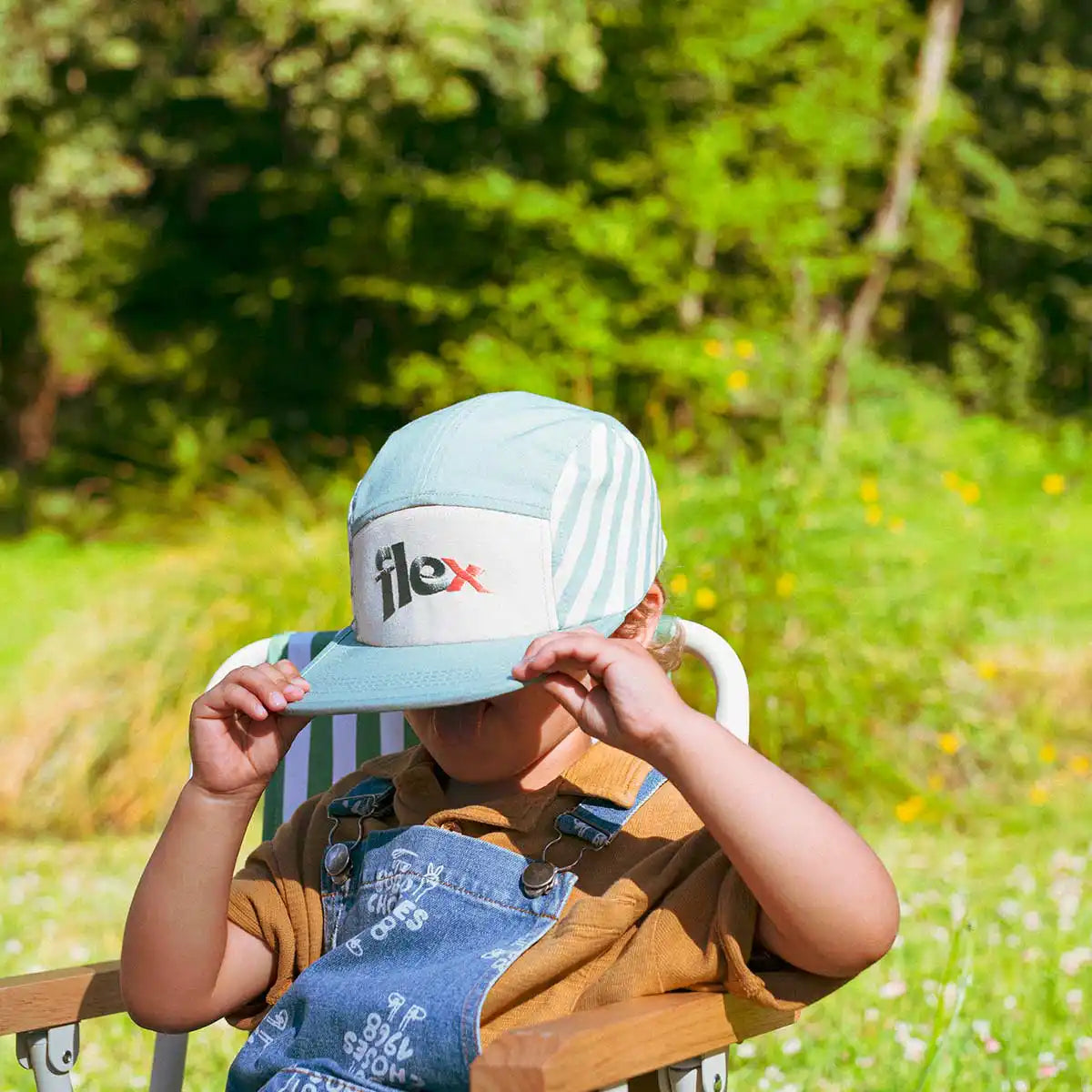 casquette anti-uv enfant bébé casquette rayée sauge