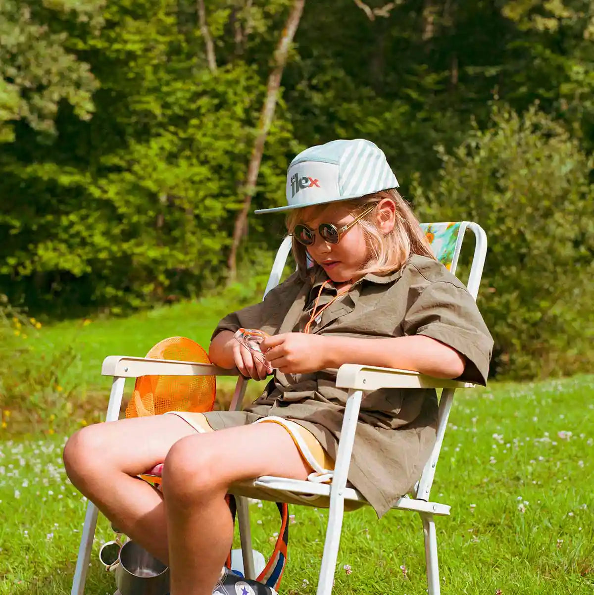 casquette anti-uv enfant bébé casquette rayée sauge