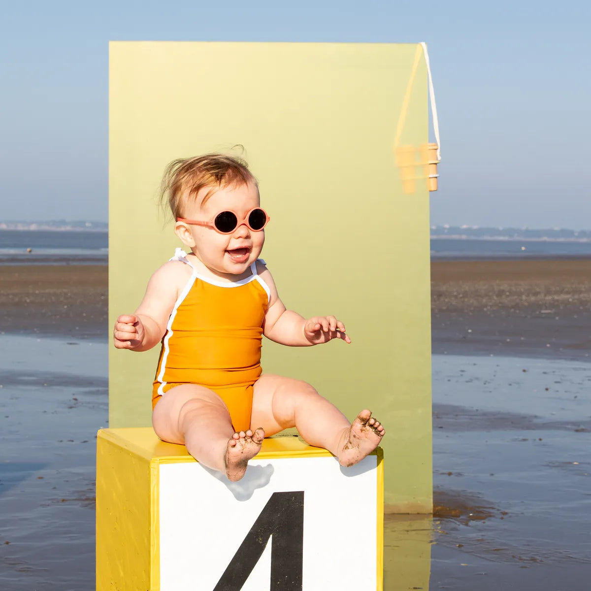 lunettes de soleil bébé diabola orange fluo