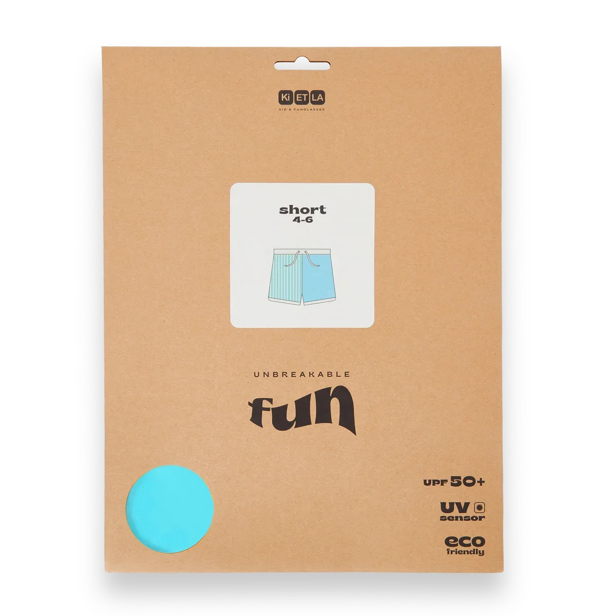 packshot short de bain anti-uv enfant bleu rayures