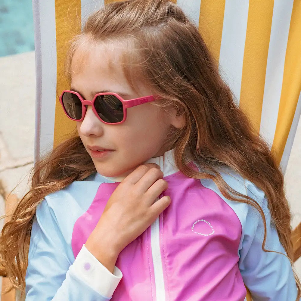 lunettes de soleil hexagonale enfant framboise