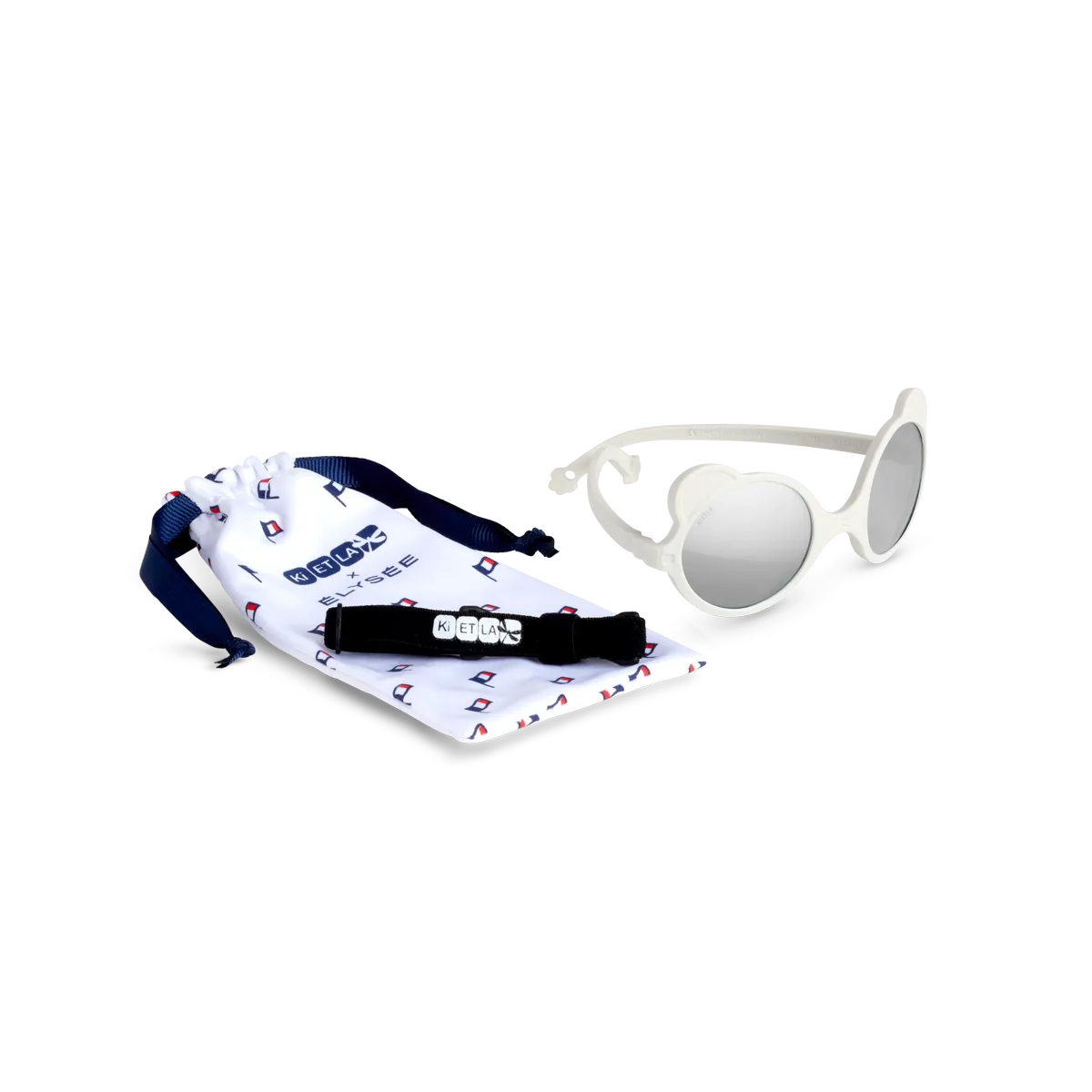 packshot lunettes de soleil bébé enfant ourson blanc elysée
