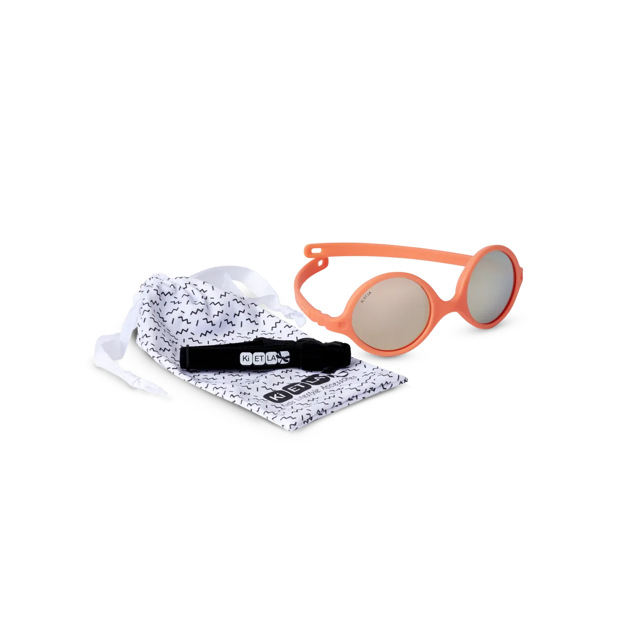 packshot lunettes de soleil bébé diabola orange fluo