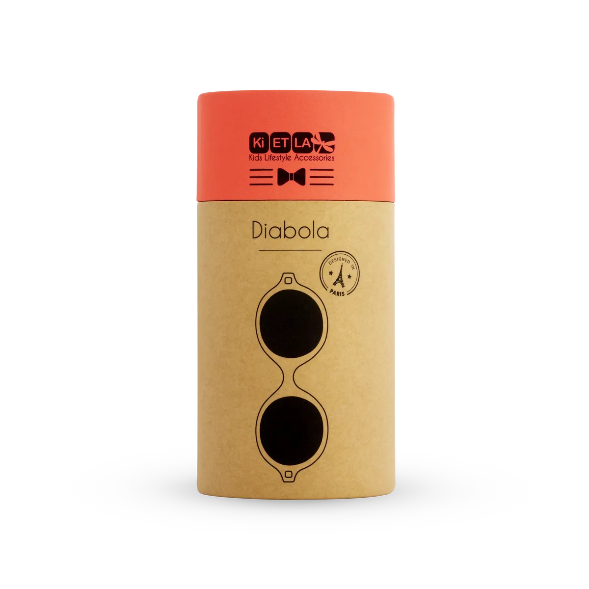 packshot lunettes de soleil bébé diabola orange fluo