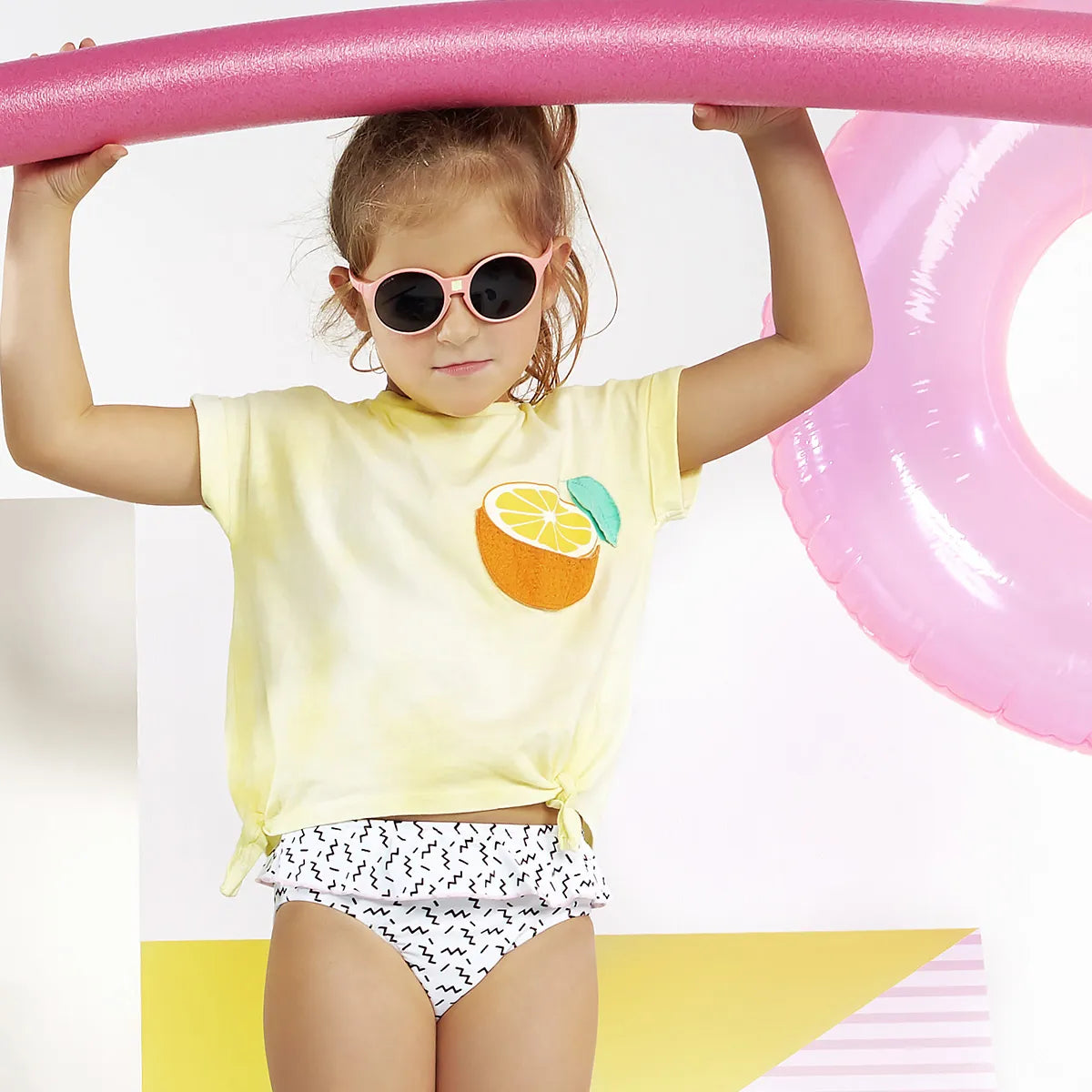 maillot de bain bébé culotte annette zigzag pink