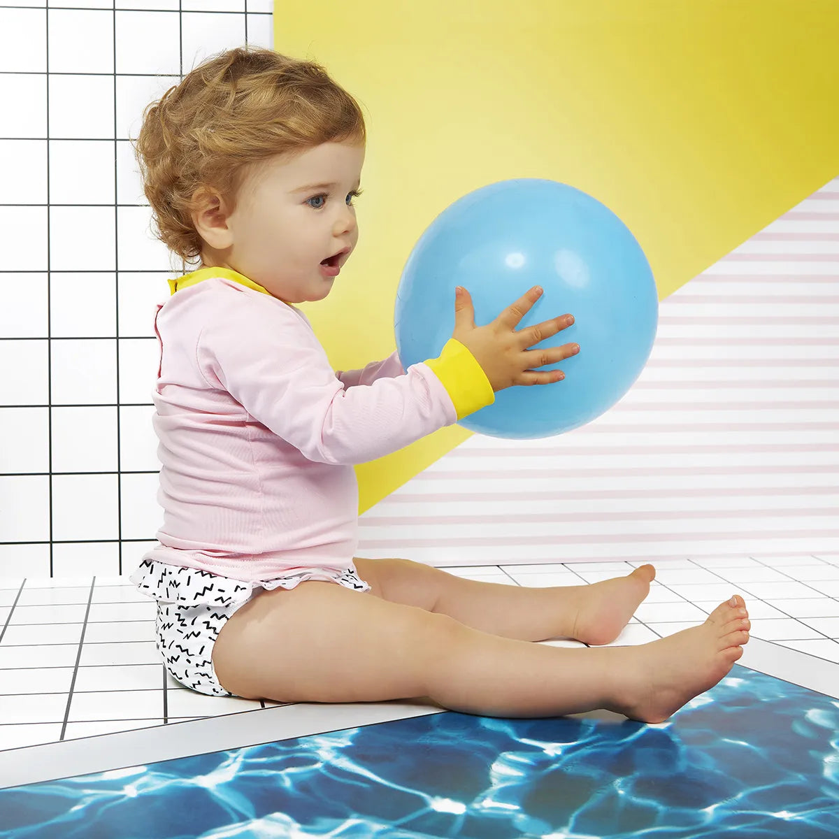 maillot de bain bébé culotte annette zigzag pink