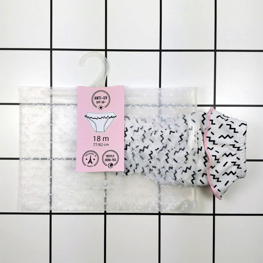 maillot de bain bébé culotte annette zigzag pink
