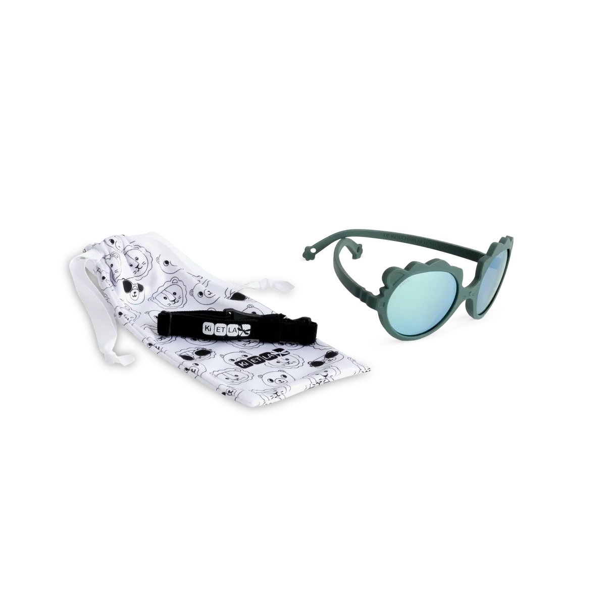 packshot lunettes de soleil bébé enfant lion vert