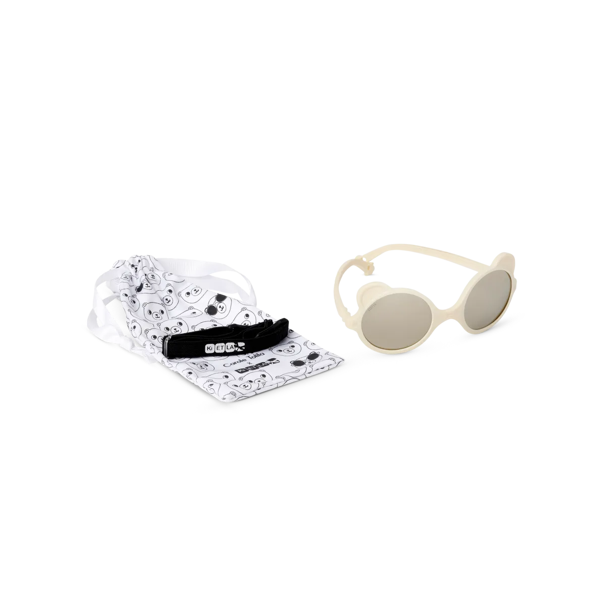 packshot lunettes de soleil bébé enfant ourson  creme