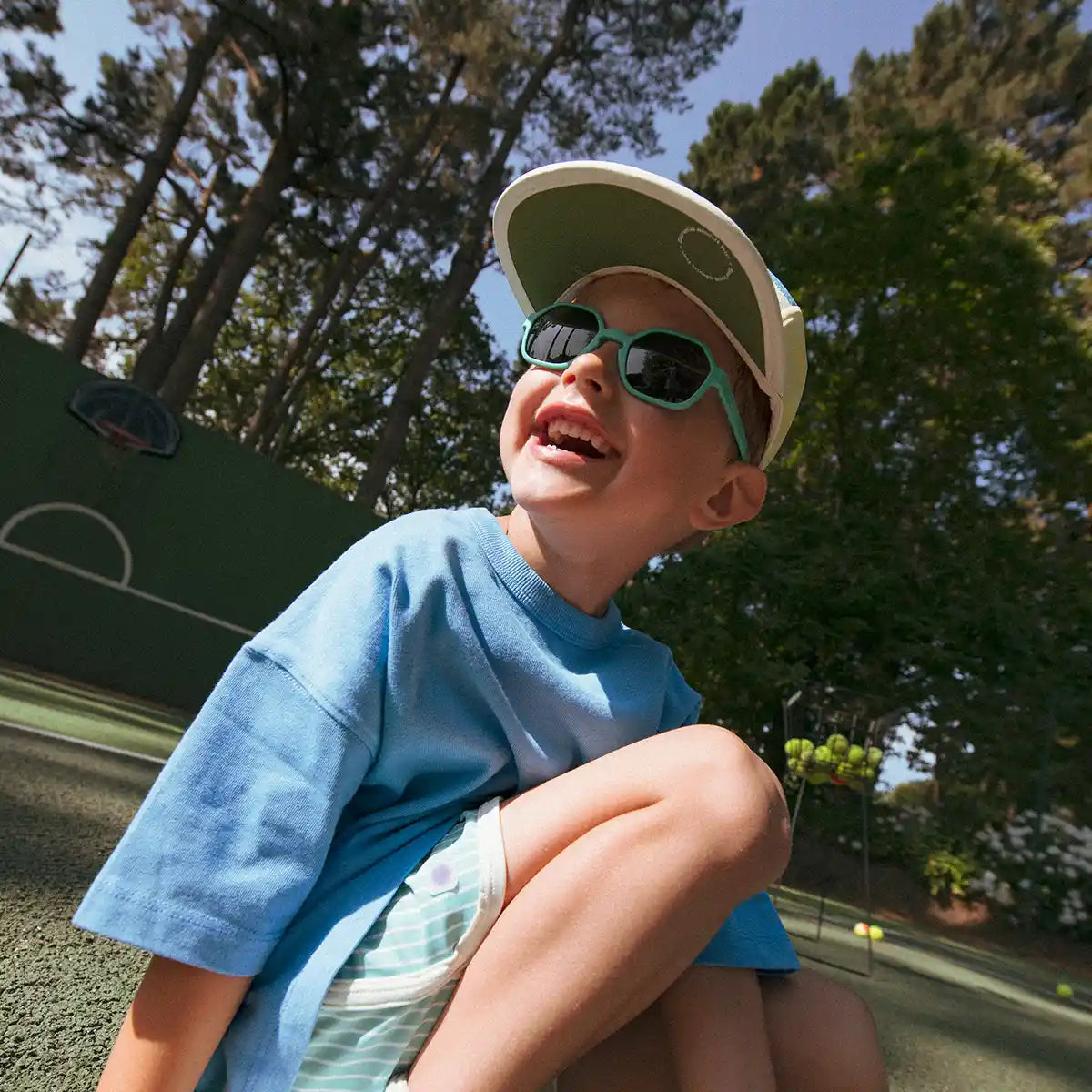 casquette enfant 5panel bleu arc en ciel