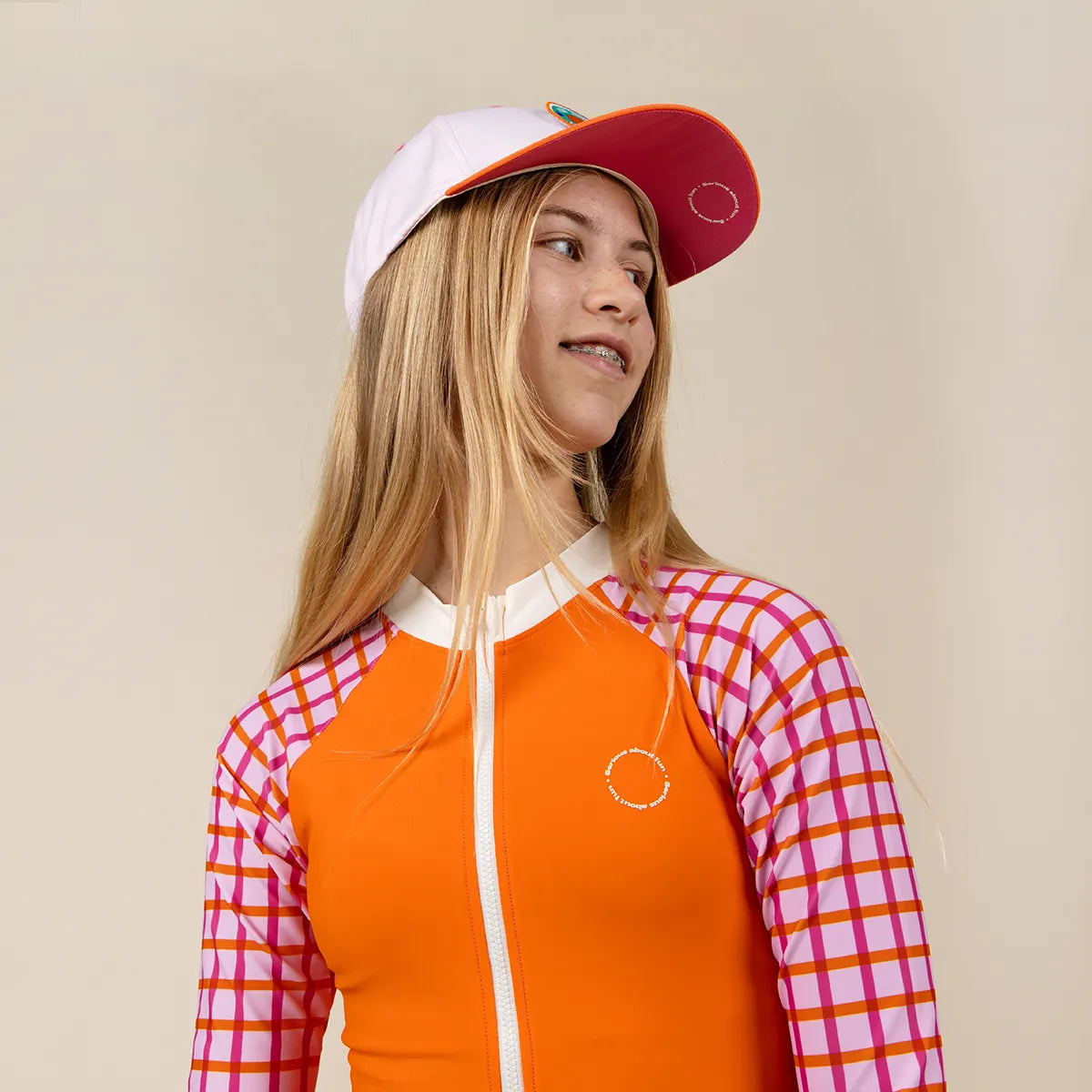 maillot une piece fille rose tartan