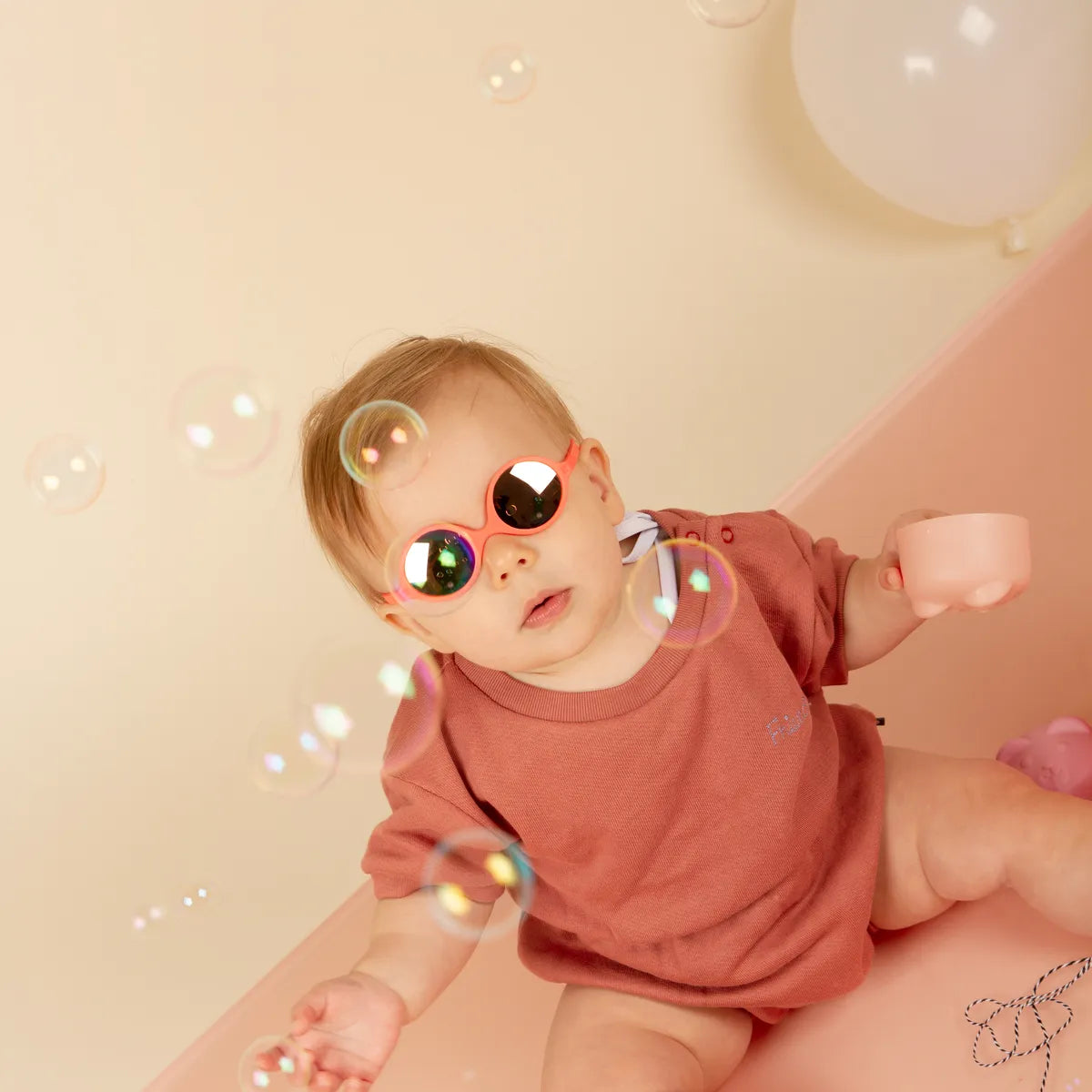 lunettes de soleil bébé diabola orange fluo