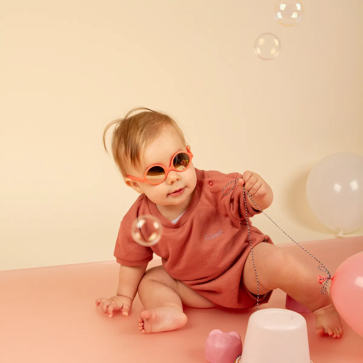 lunettes de soleil bébé diabola orange fluo