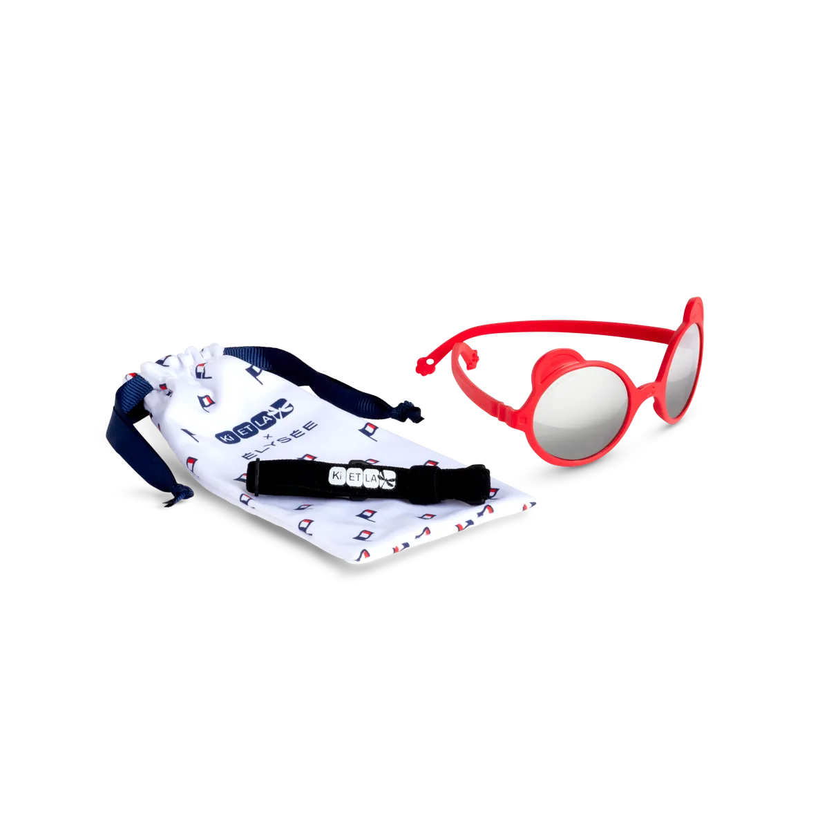 packshot lunettes de soleil bébé enfant ourson rouge elysée