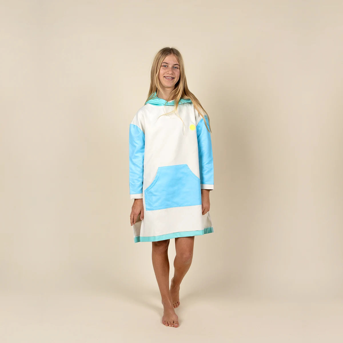 poncho plage enfant bleu