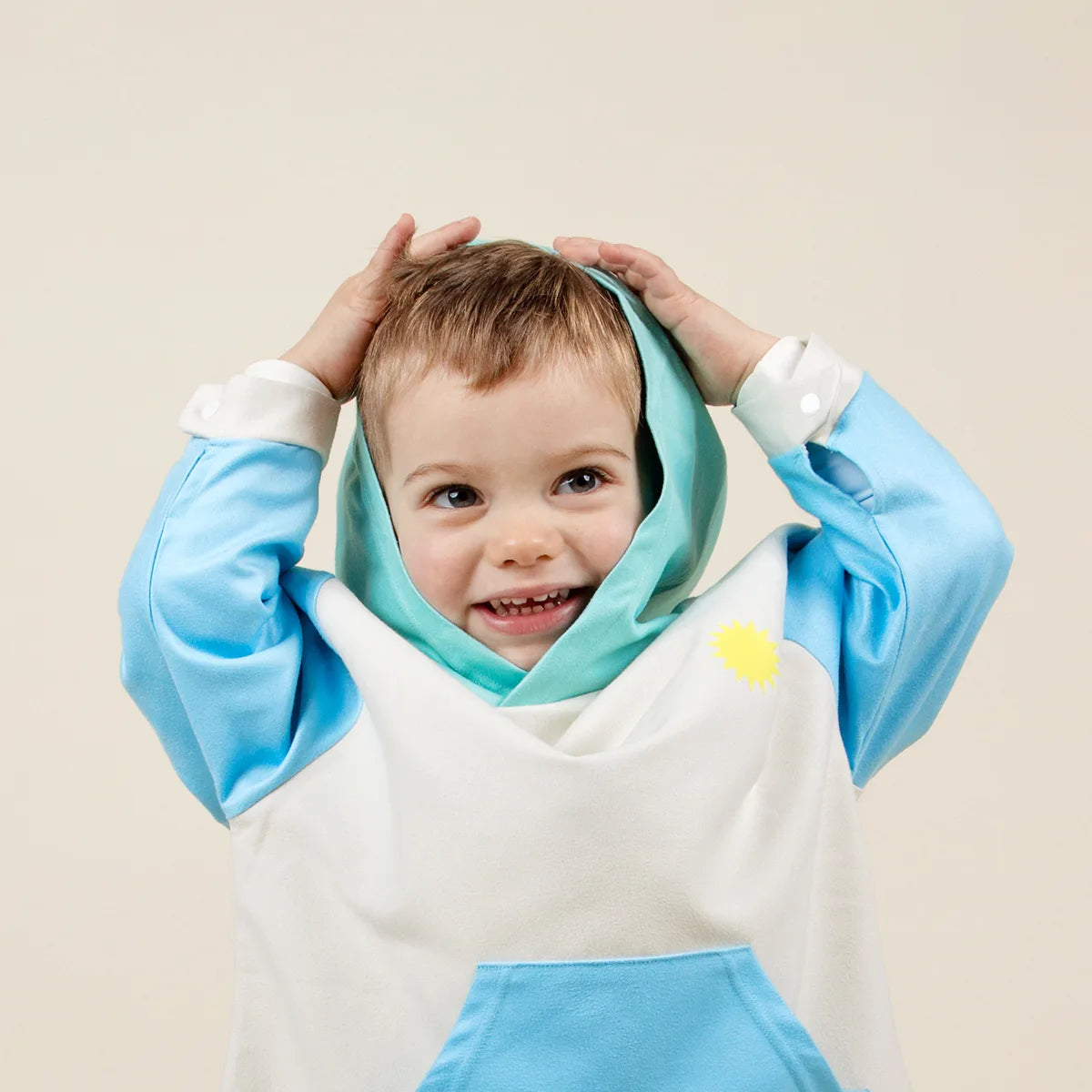 poncho plage enfant bleu