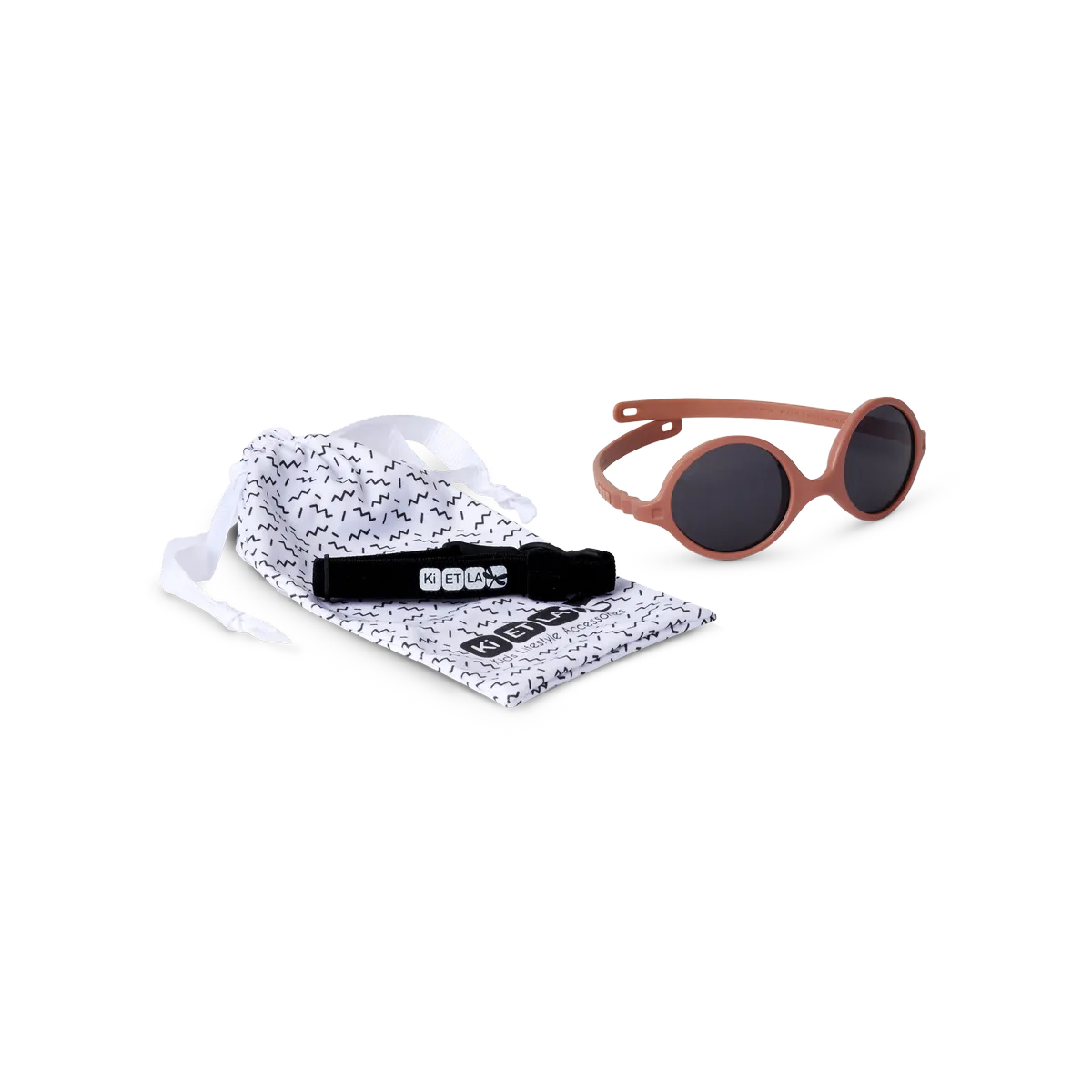 packshot lunettes de soleil bébé diabola terracotta