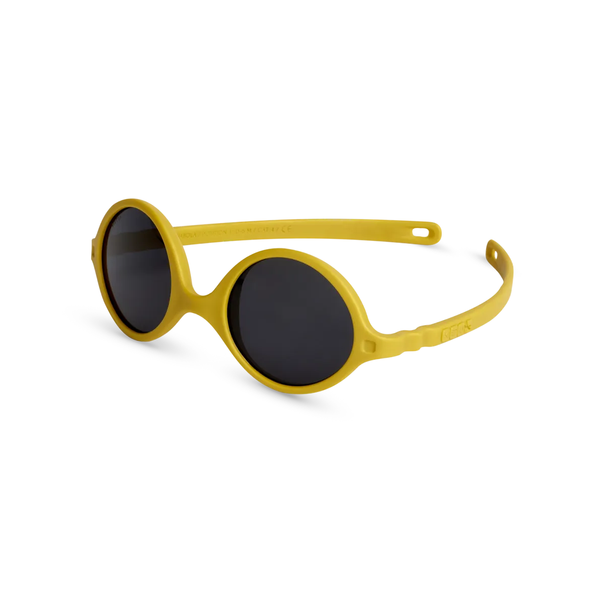 packshot lunettes de soleil bébé diabola jaune moutarde