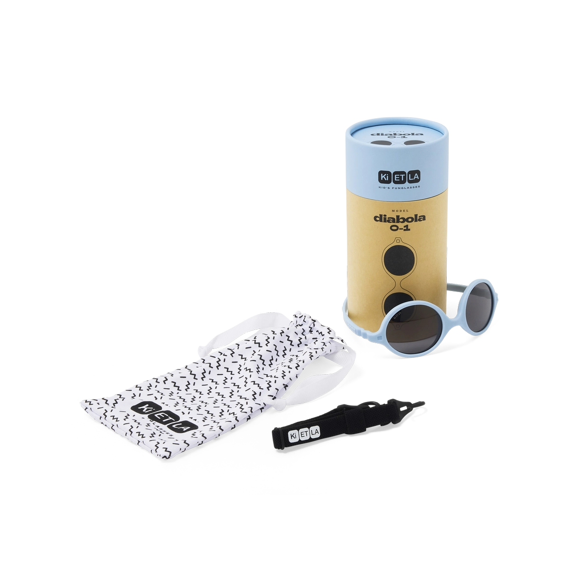 packshot lunettes de soleil bébé diabola bleu ciel