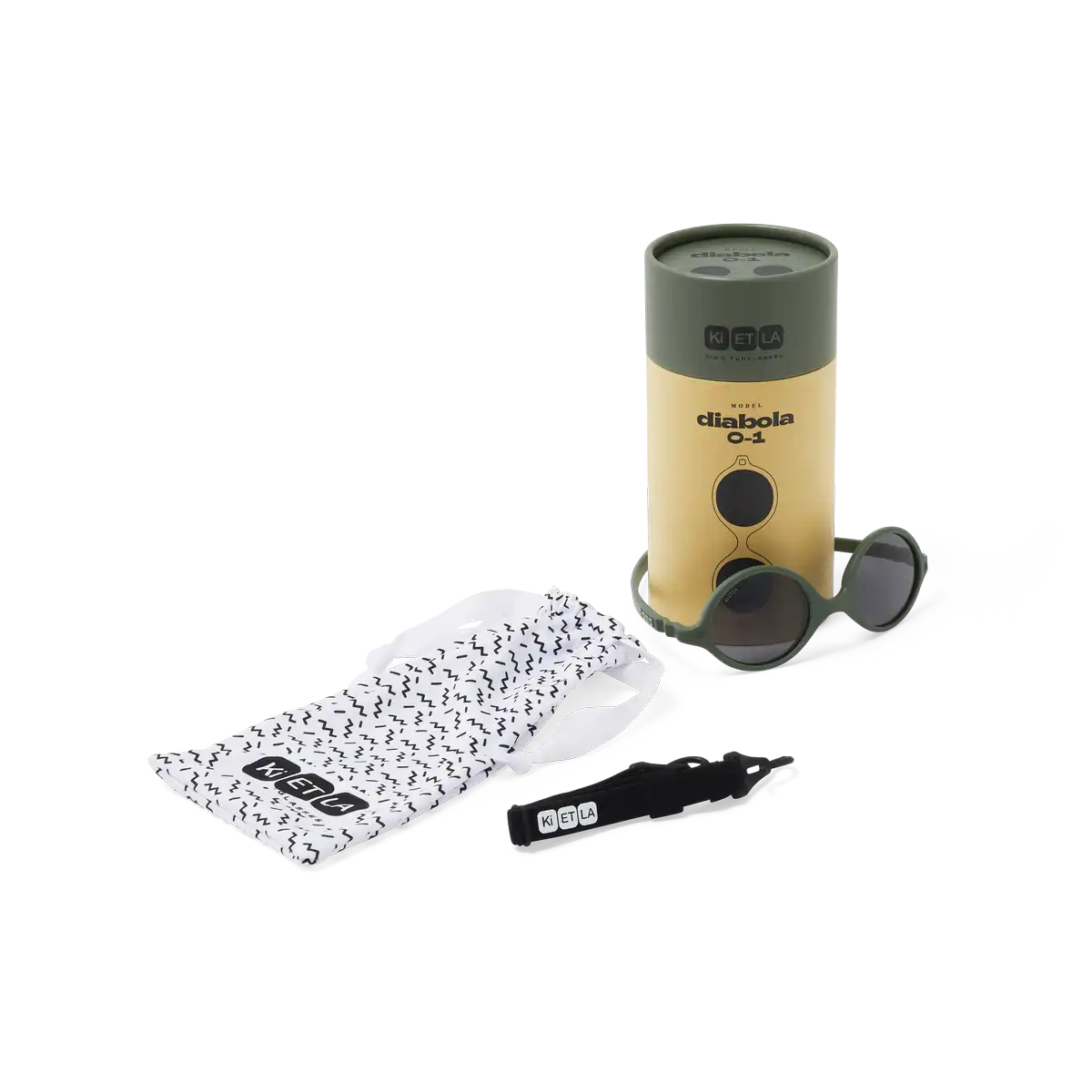 packshot lunettes de soleil bébé diabola kaki