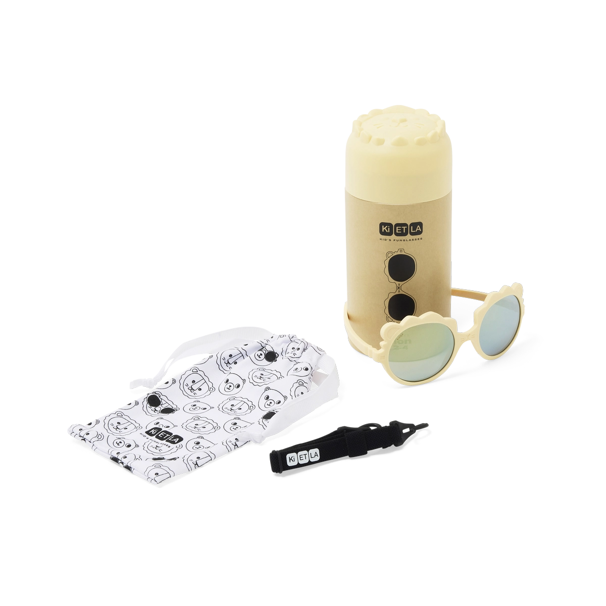 packshot lunettes de soleil bébé enfant lion vanille