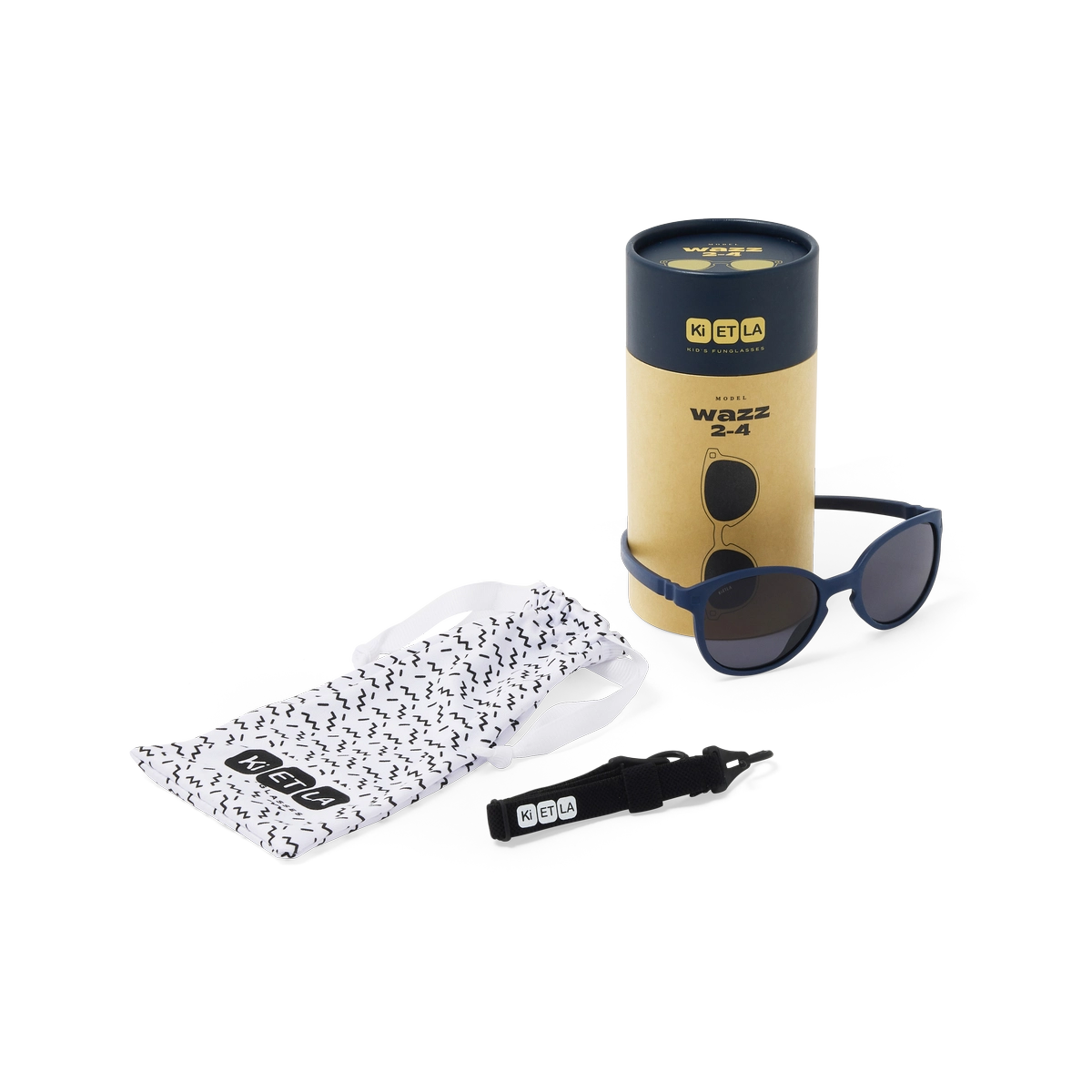 Packshot lunettes de soleil enfant bébé wazz bleu denim