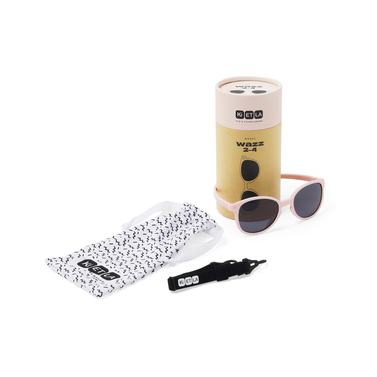 Packshot lunettes de soleil enfant bébé wazz rose pâle