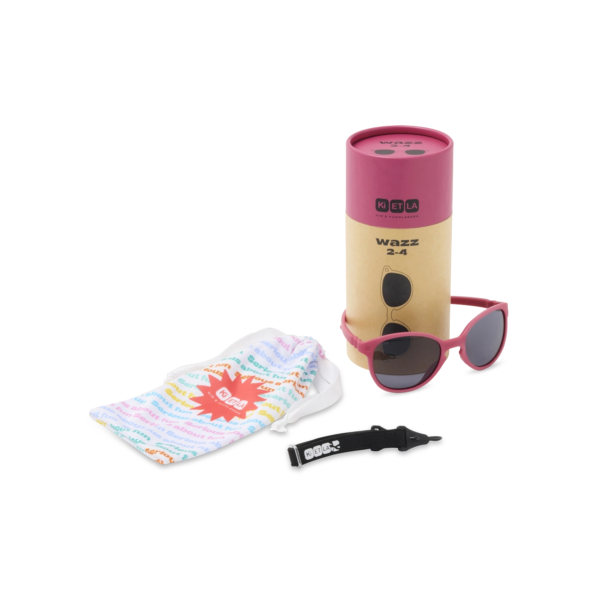 packshot lunettes de soleil enfant wazz framboise