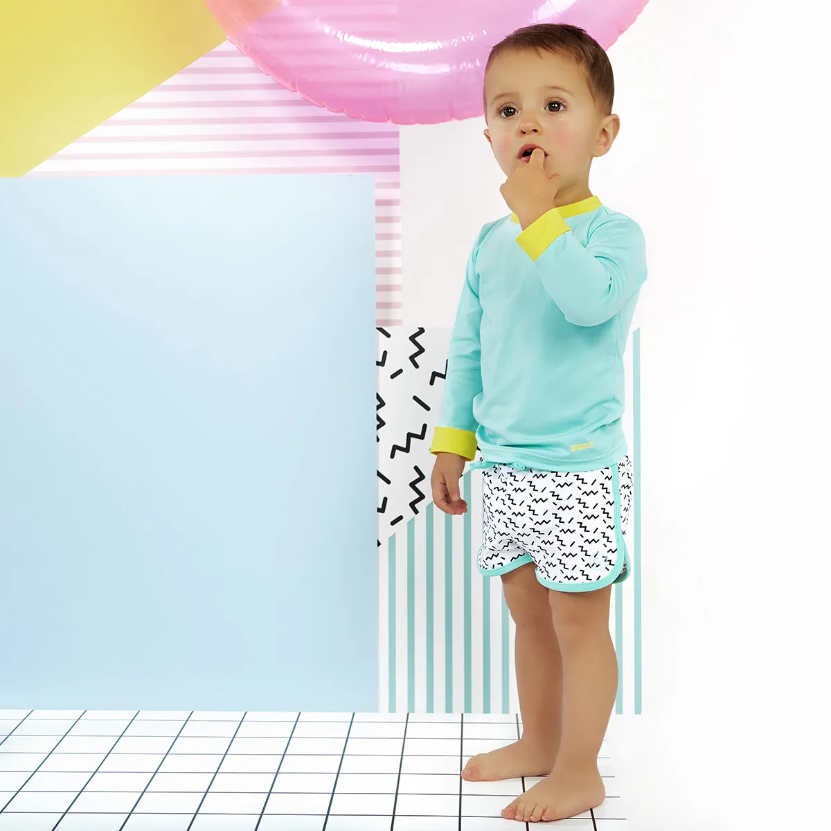 maillot de bain bébé short screech zigzag green