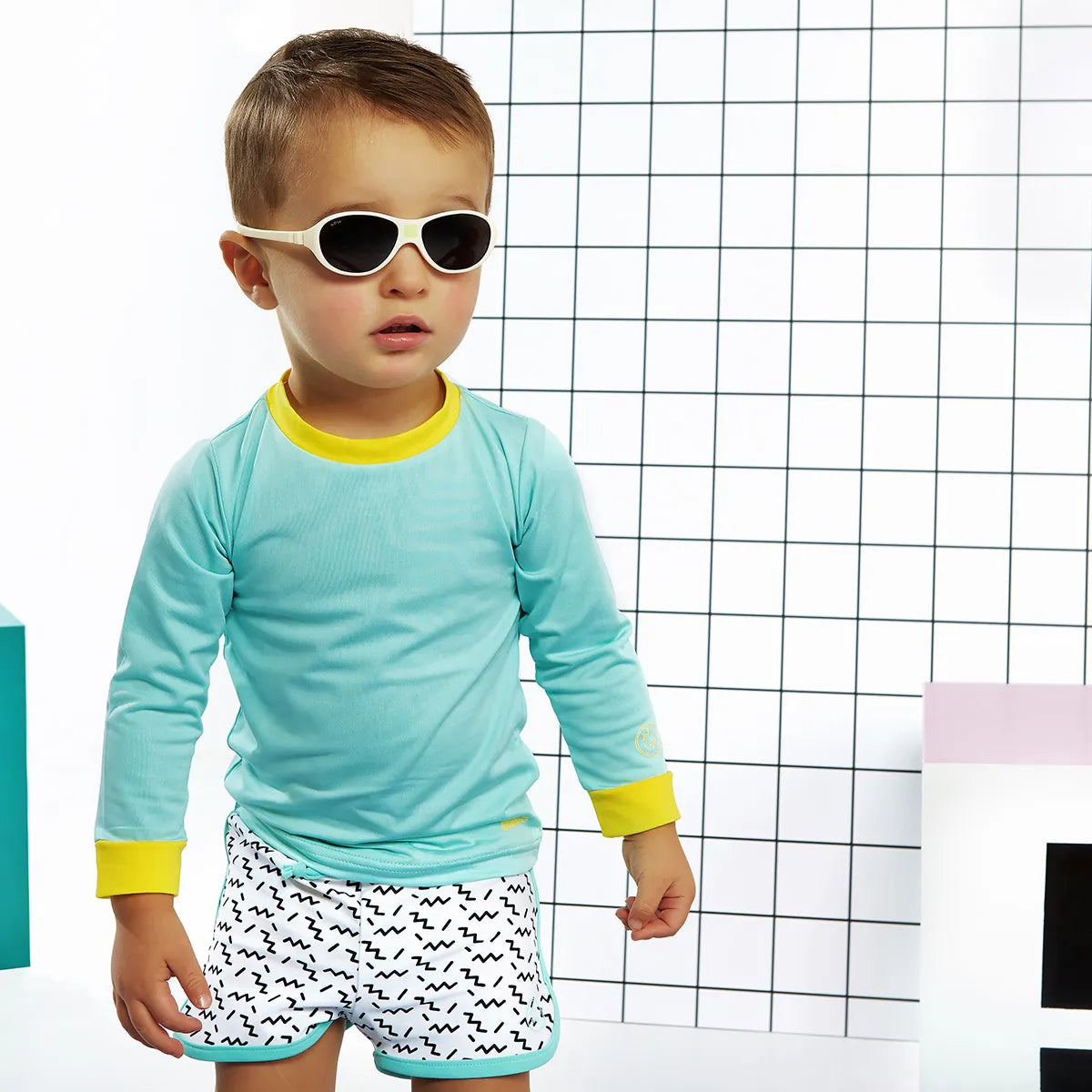 maillot de bain bébé short screech zigzag green