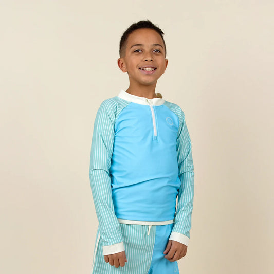 tshirt anti uv enfant bleu rayures