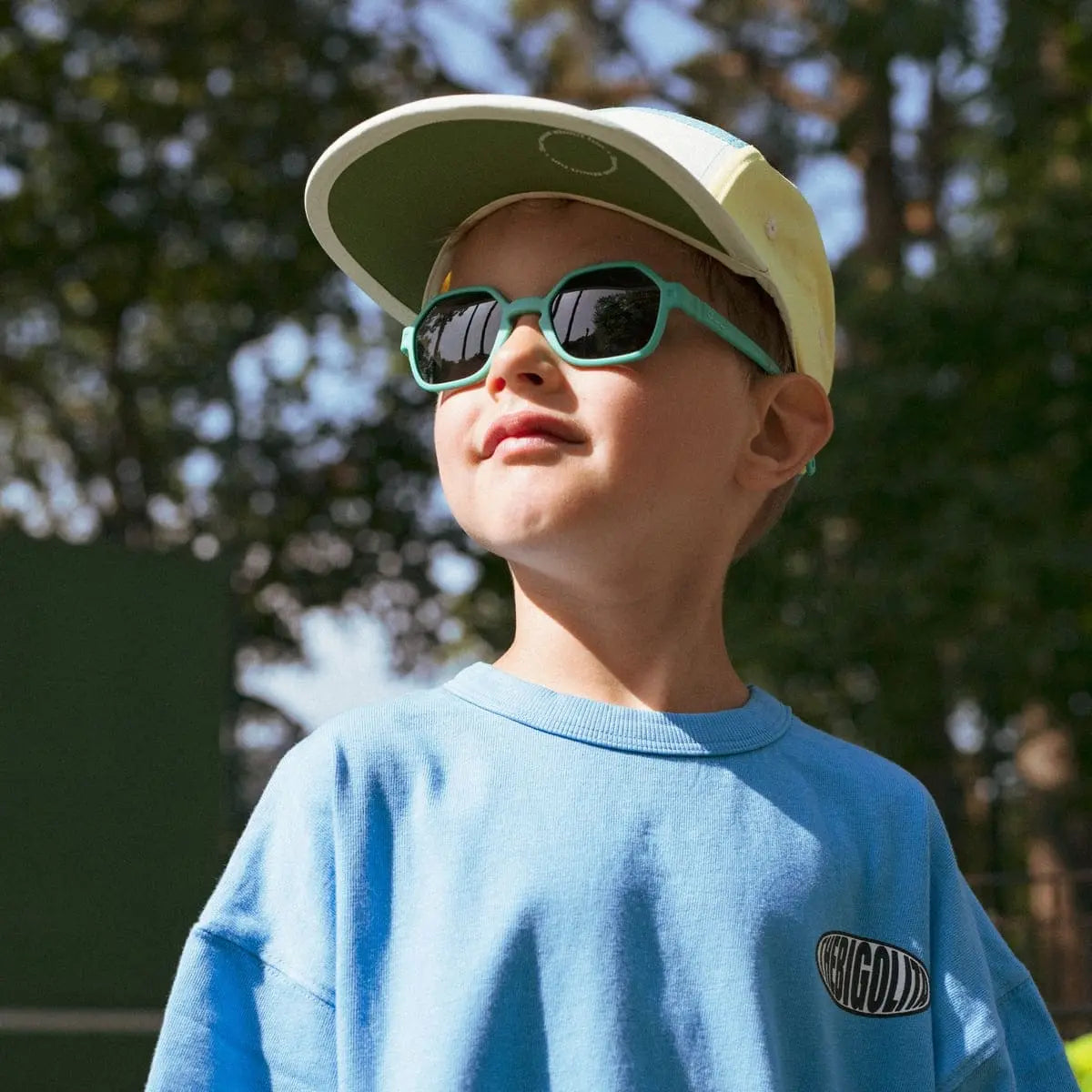 lunettes de soleil hexagonale enfant bleu lagon