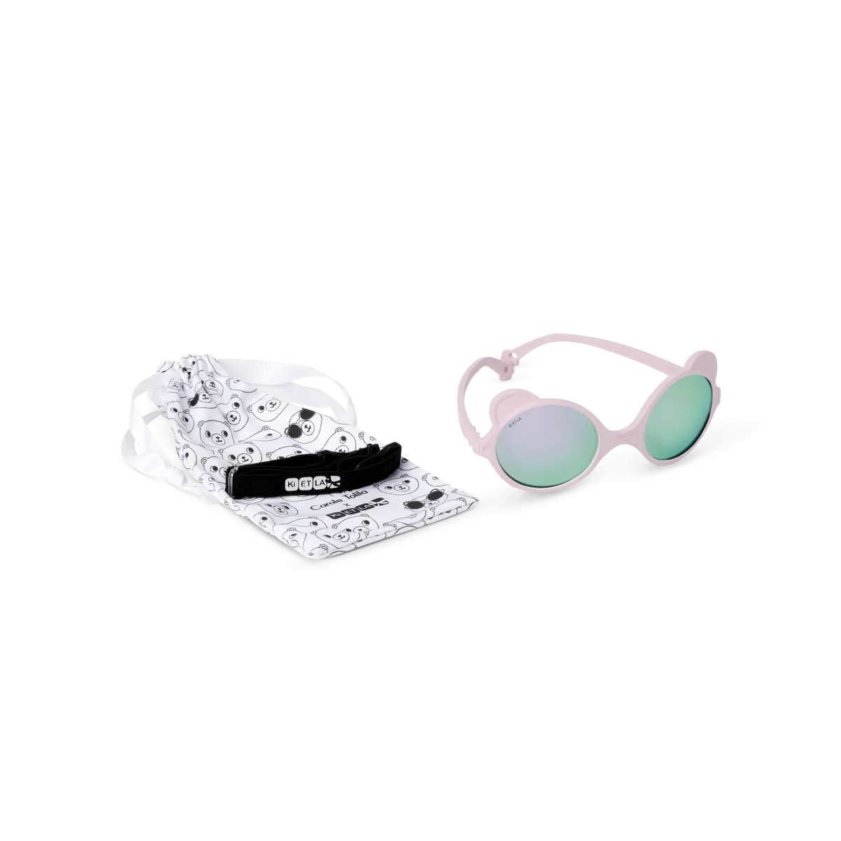 packshot lunettes de soleil bébé enfant ourson rose pâle